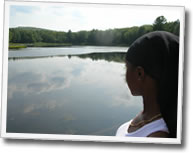 Nykeia looking out at lake