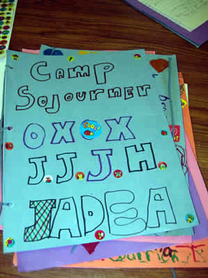 Example of a camper journal, made by all campers during creative writing class